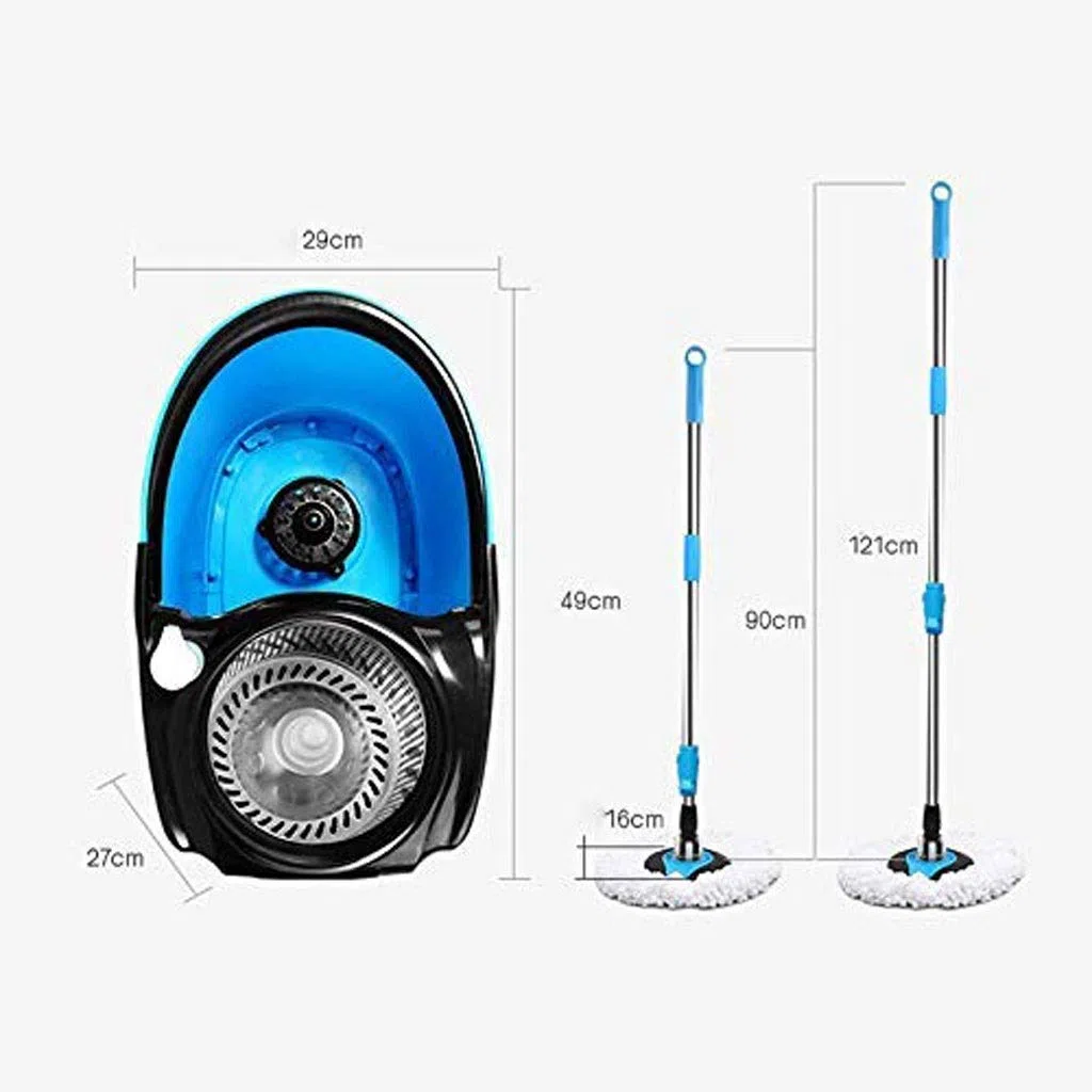 fregona giratoria, Juego de Cubos for trapeador Giratorio for Limpieza Pisos Cocina en casa, Uso seco y húmedo sobre baldosas Madera Dura con 2 Cabezales Microfibra Lavables