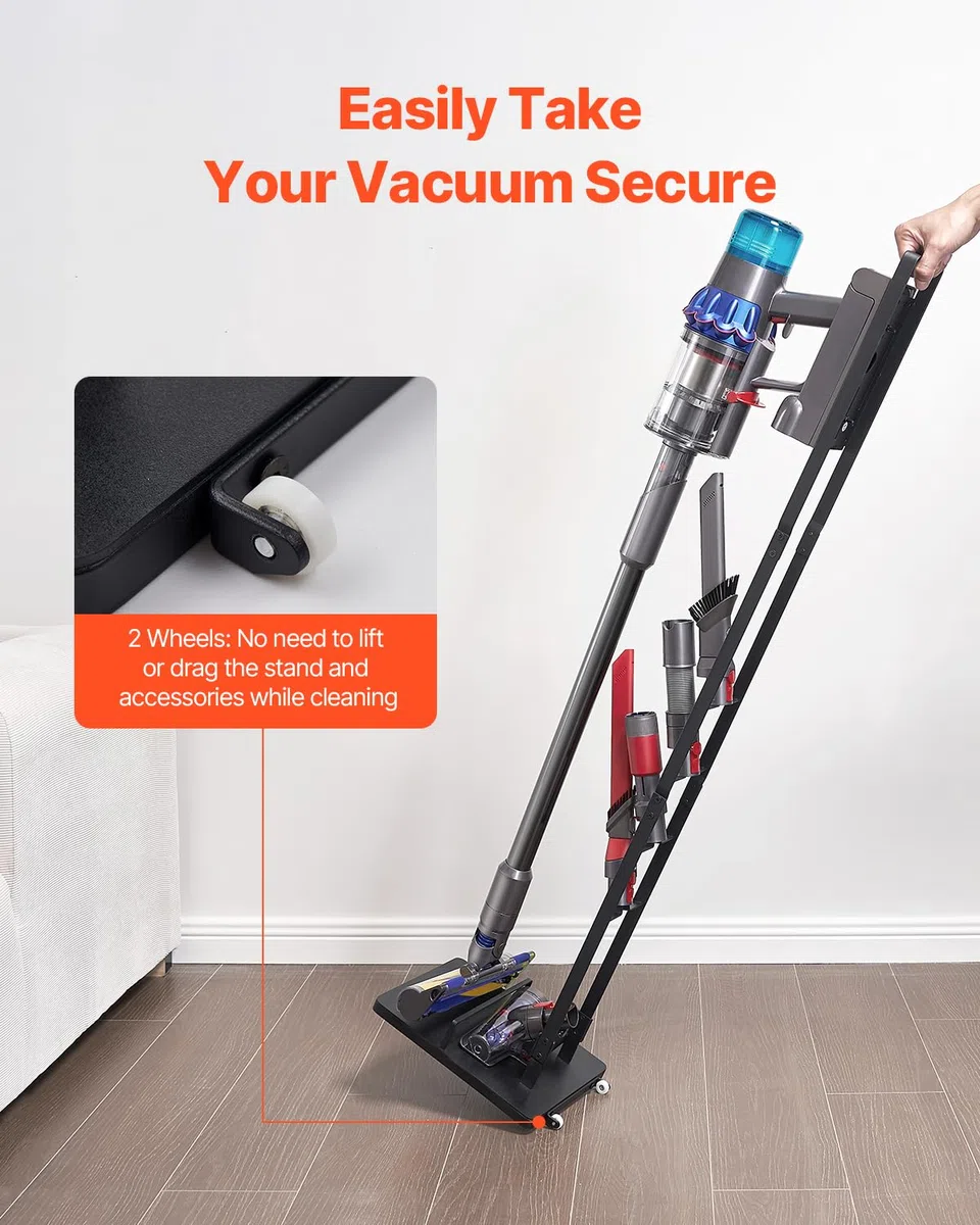 VEVOR Soporte de Aspiradora 1270 mm Compatible con Dyson V6 V7 V8 V10 V11 V15 Soporte Estable para Aspiradora con Ruedas para Aspiradoras Verticales Dyson DC30 DC31 DC34 DC35 DC58 DC59 DC62 D74