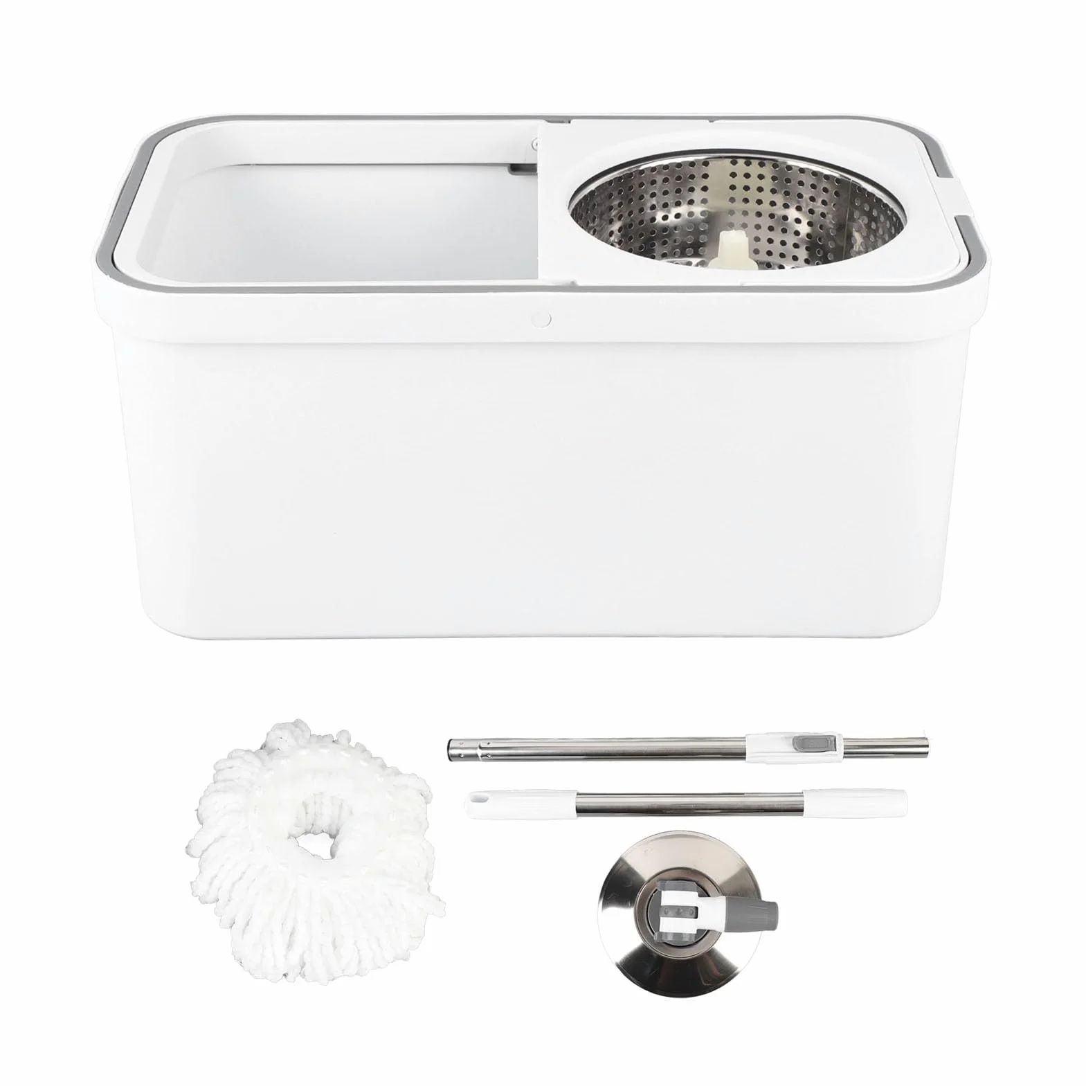 Cubo de fregona Giratorio de 360 ​​Grados con escurridor de Limpieza de Pisos de Alta Resistencia Cabezal de fregona de Microfibra Mango de Acero Inoxidable para Pisos Lam