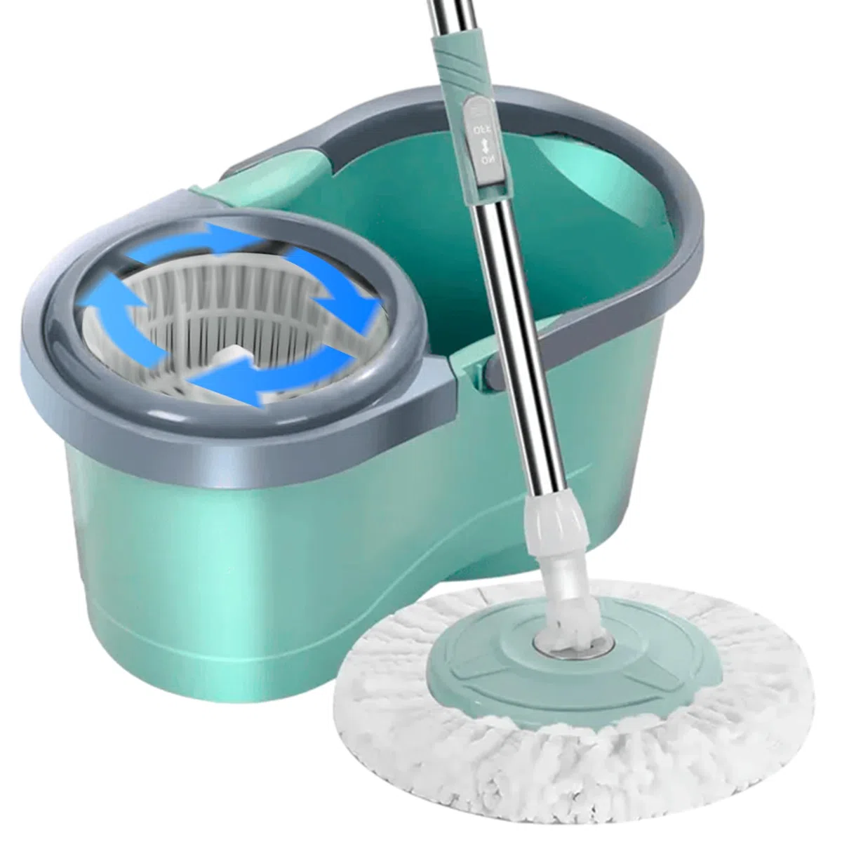 JUPPLIES Cubo Fregona Autoescurrible Giratoria 360º con Cabezal de Microfibra Mango Telescopico