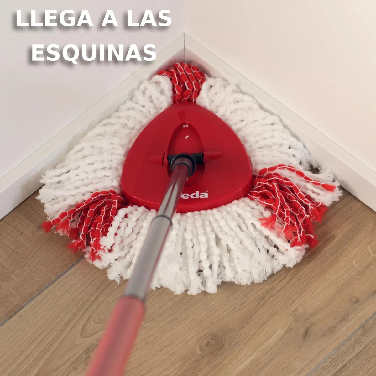 Vileda Turbo, Set de fregona con Cubo y Pedal, Palo telescópico 85-123 cm, escurrido Giratorio, Recambio Microfibra 2 en 1, Gris y Rojo