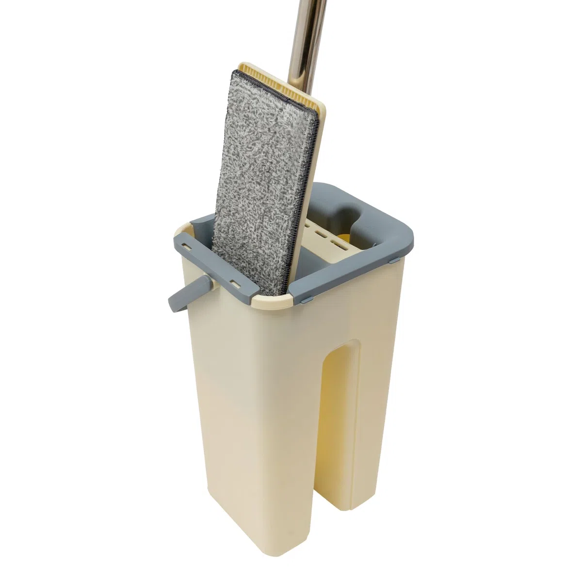 Juego de fregona con cubo, fregona plana y juego de cubos para una limpieza eficiente del suelo - Cómoda limpieza con mango largo - Incluye 10 toallitas - fregona plana con mango largo