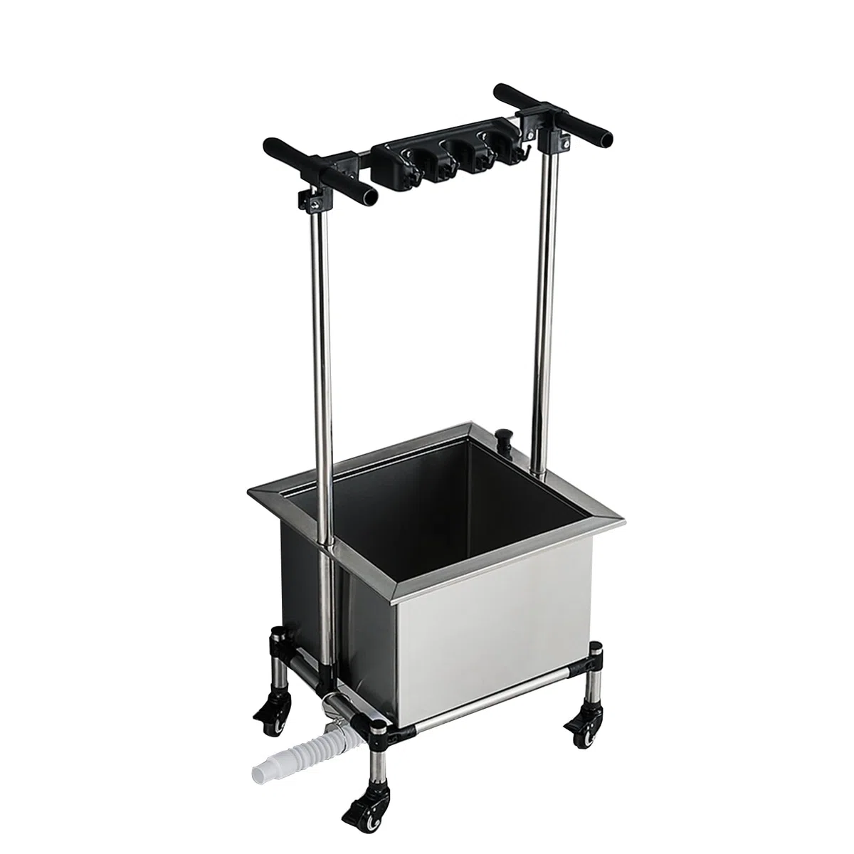 Fregadero móvil con ruedas, fregadero de lavandería con ruedas, organizador de limpieza de acero inoxidable para garaje, cubo de fregona grande