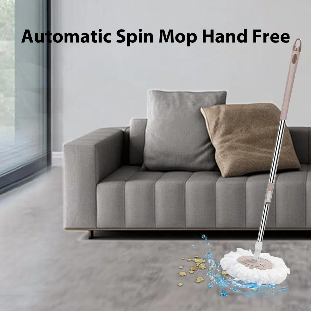 Juego de fregona y cubo, trapeador de limpieza con cesta de acero | mopa de microfibra para limpieza, suelos de baldosas y madera dura, de escurridor fácil y herramientas de limpieza del hogar