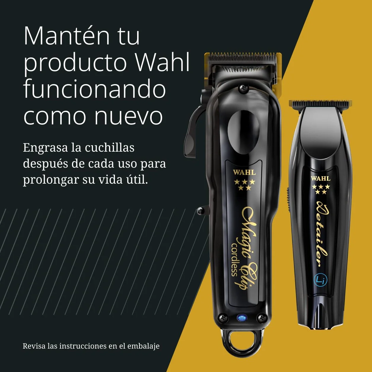 Wahl Cordless Barber Combo - Black Magic Clip & Detailer Li, Cuchillas de Titanio, 100 Minutos de Autonomía