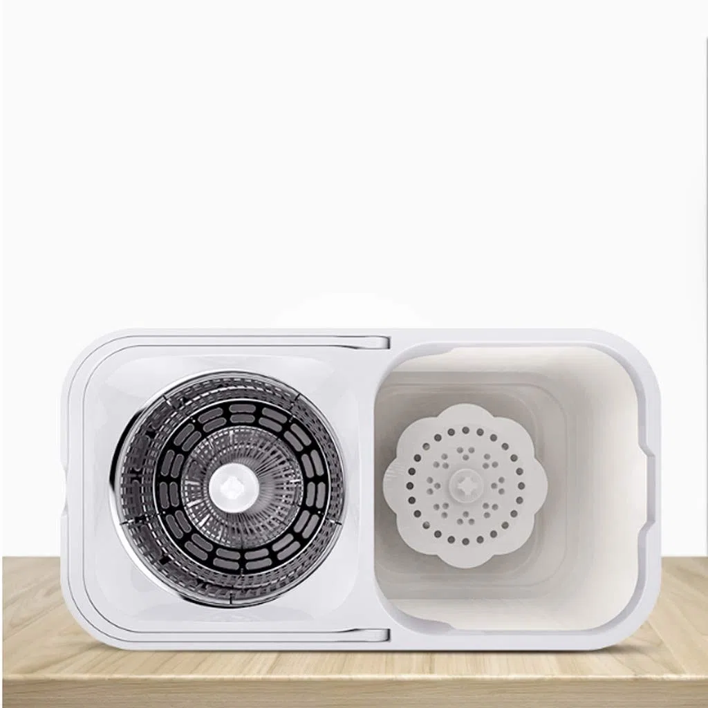 Juego de fregonas, Trapeador Giratorio de 360 Grados, trapeador con rociador for Limpieza Pisos, Juego Cubos giratorios Ruedas y Cabezales Microfibra for Inteligente