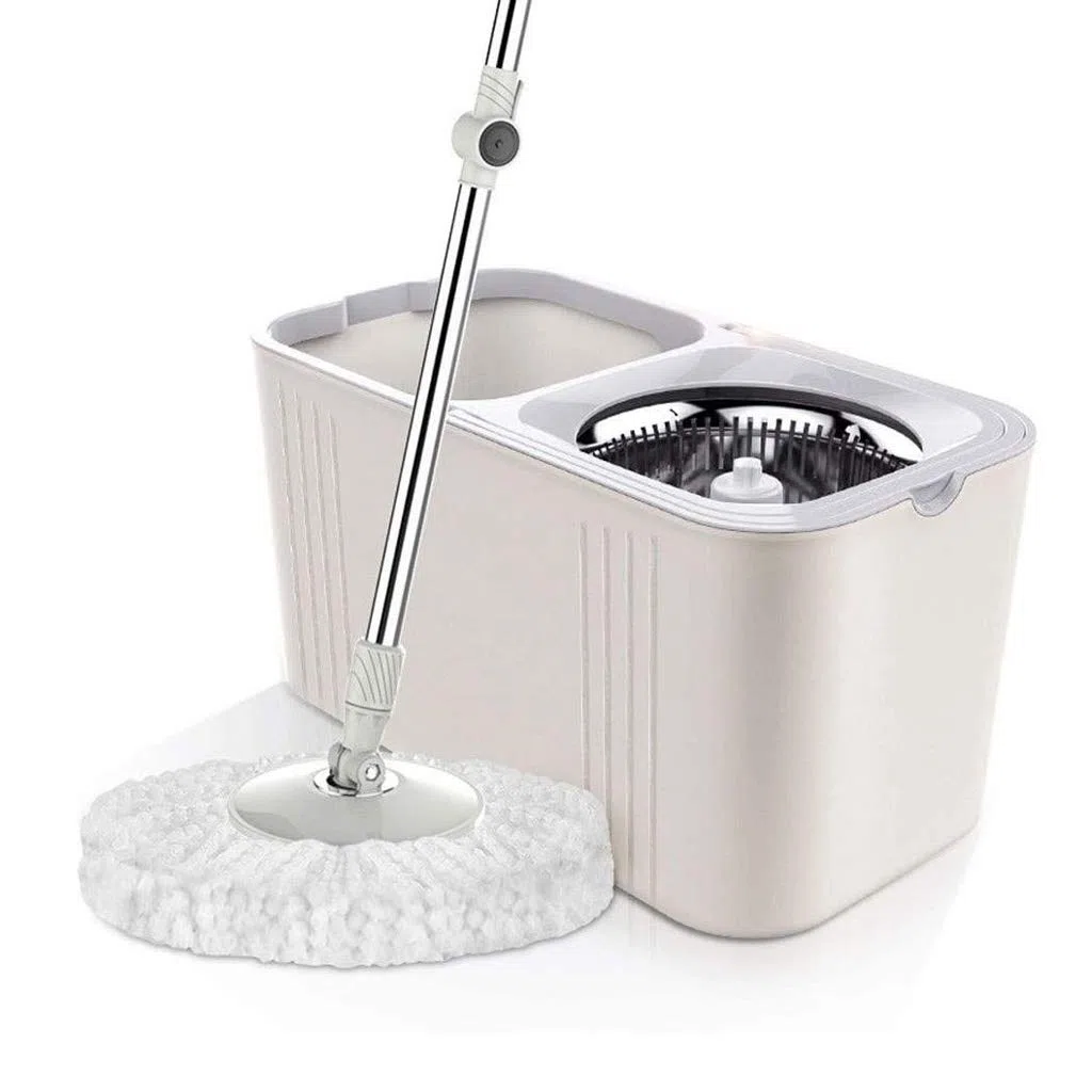 Juego de fregonas, Trapeador Giratorio de 360 Grados, trapeador con rociador for Limpieza Pisos, Juego Cubos giratorios Ruedas y Cabezales Microfibra for Inteligente